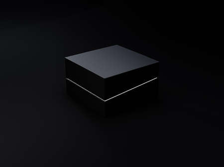 3d rendered box mockup expensive black gift box on Black background, luxury and elegance style for valentine's day, birthday or anniversary, holiday.の写真素材