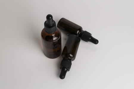 isolated brown glass bottle in brown color for medical and graphical use.の写真素材