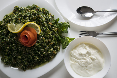 Middle eastern taboleh dish, Syrian saladの写真素材