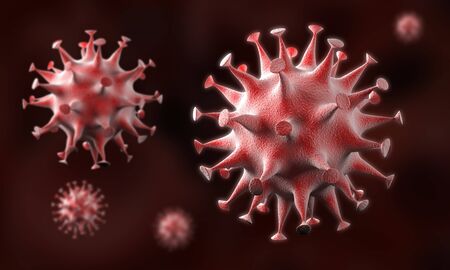 coronavirus cells outbreak, epidemic of coronavirus disease 2019-2020. COVID-19, caused by the SARS-CoV-2 virus. 3d renderingの写真素材