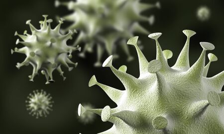 coronavirus cells outbreak, epidemic of coronavirus disease 2019-2020. COVID-19, caused by the SARS-CoV-2 virus. 3d renderingの写真素材