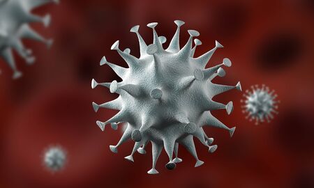 coronavirus cells outbreak, epidemic of coronavirus disease 2019-2020. COVID-19, caused by the SARS-CoV-2 virus. 3d renderingの写真素材