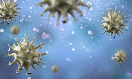 coronavirus cells outbreak, epidemic of coronavirus disease 2019-2020. COVID-19, caused by the SARS-CoV-2 virus. 3d renderingの写真素材