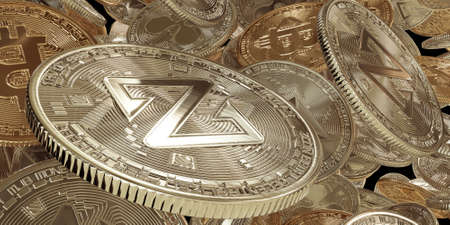 Digital currency physical metal bitcoin coin. Cryptocurrency concept. 3D rendering