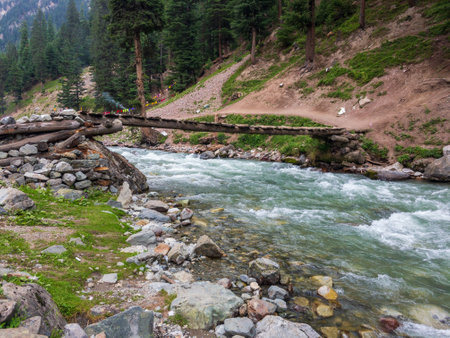 Picnic spot in the tourist attraction area of bluewater kalam valley swat Pakistanの写真素材