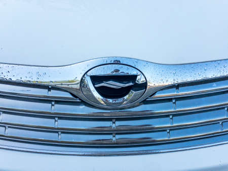 SWAT VALLEY, PAKISTAN - OCTOBER 05, 2021: Toyota logo on a white Toyota corolla carのeditorial素材