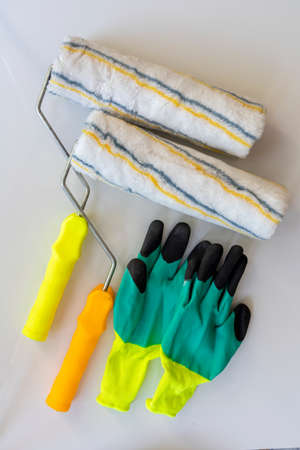 Painting tools on a white isolated backgroundの写真素材