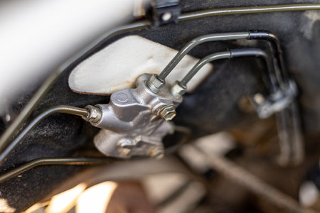 Car brake distributor proportion valve. selective focusの写真素材