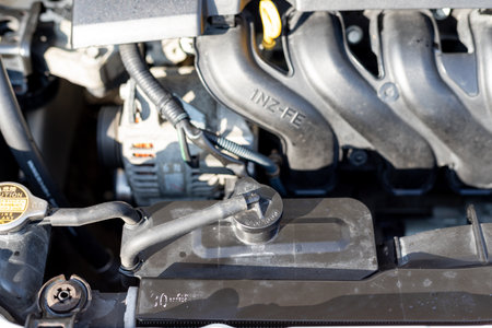 Swat, Pakistan - December 26, 2022 : 1NZ-FE toyota 1500 cc engineのeditorial素材