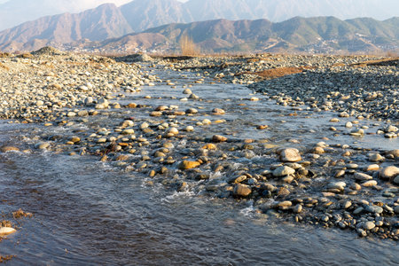 River swat in winter. beautiful landscapeの写真素材