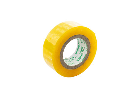 Packaging tape adhesive roll on white backgroundの写真素材