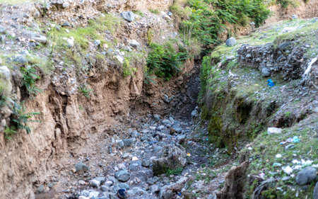 Erosion of the land in the countryside of Pakistanの写真素材