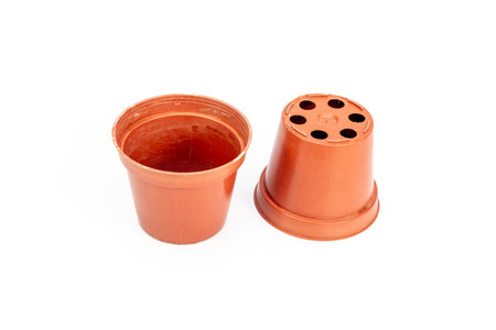 Plant pots on a white isolated backgroundの写真素材