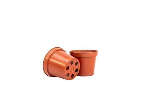 Plant pots isolated on white backgroundの写真素材