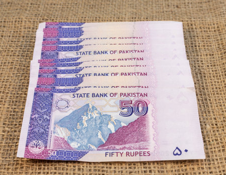 The karakoram peak on Pakistan 50 rupees bank notesの写真素材