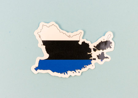 Estonia Map Sticker on Light Blue Backgroundの写真素材