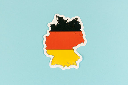 Map of Germany with National Flag on Light Blue Backgroundの写真素材