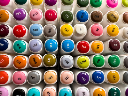 Colorful markers for art and crafting projectsの写真素材