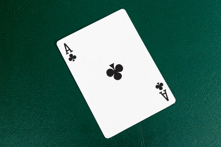 Ace of Clubs Card on Casino Table. High Value Playing Card.の写真素材