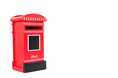 Red Post Mailbox Toy with Blank Space for Textの写真素材