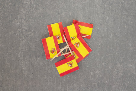 Flags of Spain on Grey Backgroundの写真素材