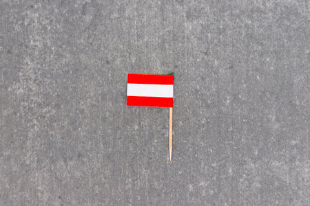 Austria Flag Toothpick on Gray Concrete Backgroundの写真素材