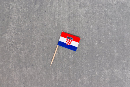 Miniature Croatia Flag on Gray Backdropの写真素材