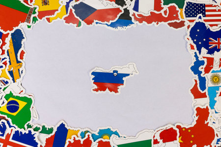 Slovenia Map Flag Surrounded by World Flagsの写真素材