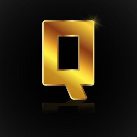 Vector illustration of Letter Q in gold on black background. Eps10のイラスト素材