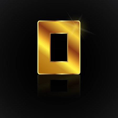 Vector illustration of a gold letter O on a black background with reflection.のイラスト素材