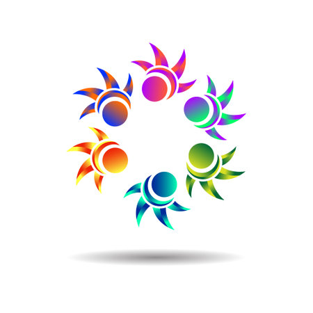 abstract colorful people icon on a white background, vector illustration.のイラスト素材