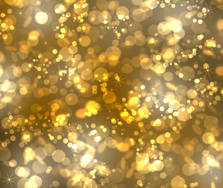 Gold bokeh from stars, rounds and hexagonalsの写真素材