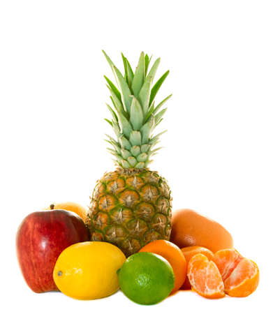 Fresh fruits on a white backgroundの写真素材