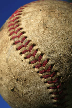 Close-up of a old baseball ballの写真素材