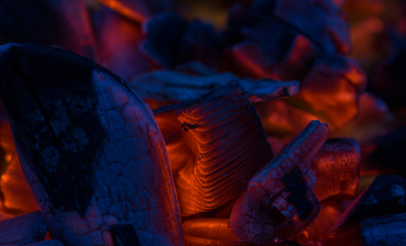 Burning coals closeup