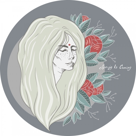girl with flowersのイラスト素材