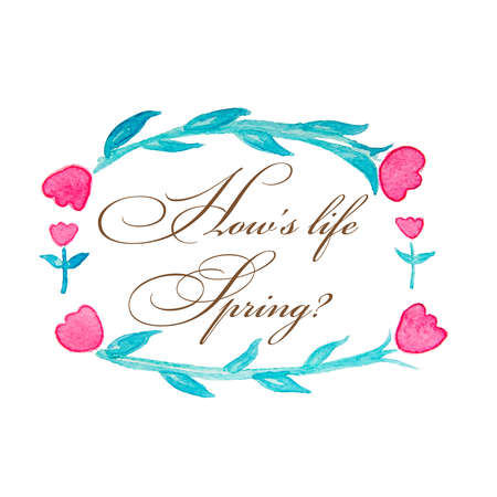 Floral wreath of tulips flower isolated on the white backgroundの写真素材