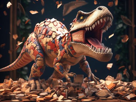 Dinosaur Tyrannosaurus Rex. 3d illustration. 3d rendering - AI generative illustrationの素材