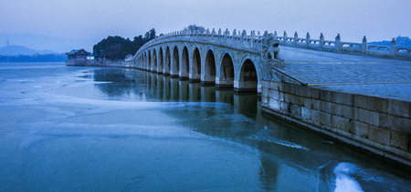 Beijing city China Yudai bridge sceneryの写真素材