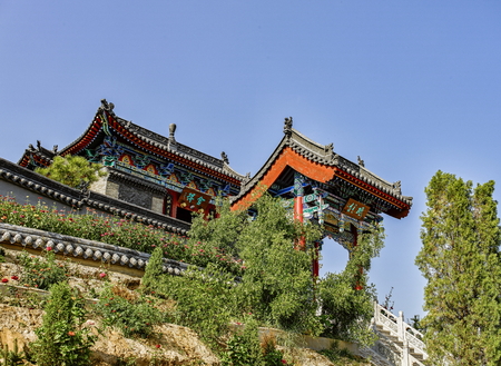 China Shanxi Province, Xinzhou City, god mountain village, left mountain templeのeditorial素材