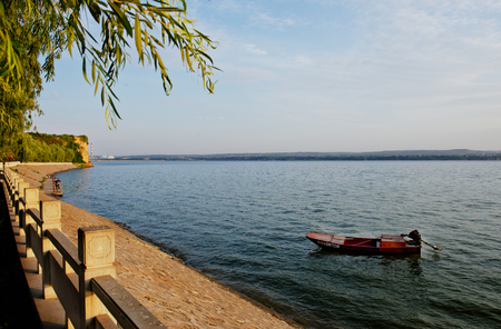 China's Henan Province, Jiyuan City, the Yellow River West beach sceneryのeditorial素材