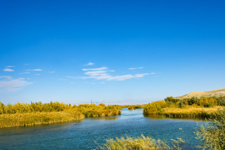 China, Xinjiang, Altay , northern Burqin coastal scenic areaの写真素材