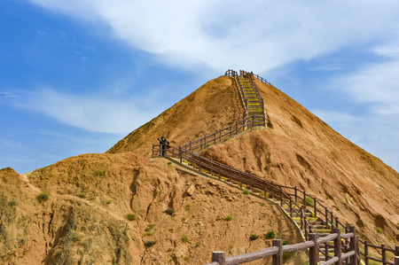 Gansu, Zhangye, Danxia National Geopark, colorful geological wonders of Danxiaの写真素材