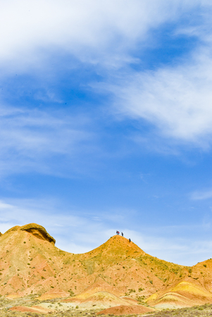 Gansu, Zhangye, Danxia National Geopark, colorful geological wonders of Danxiaの写真素材