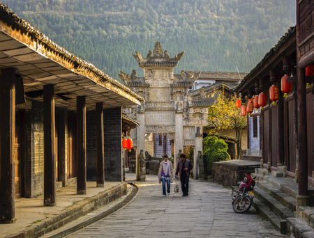 China's Sichuan Province, Guangyuan City, the ancient city of Zhaoのeditorial素材