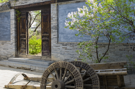 Garden view of an ancient house in Chinaの写真素材