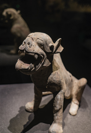 China's Shanxi Province, Datong, Datong Museum, collection of cultural relics, Northern Wei, painted pottery town tomb beastのeditorial素材