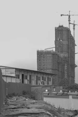 Landscape view of a rural construction site in Shijiazhuang, Chinaのeditorial素材