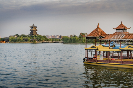 Liaocheng City, Shandong Province, China, Dongchang Lake sceneryのeditorial素材