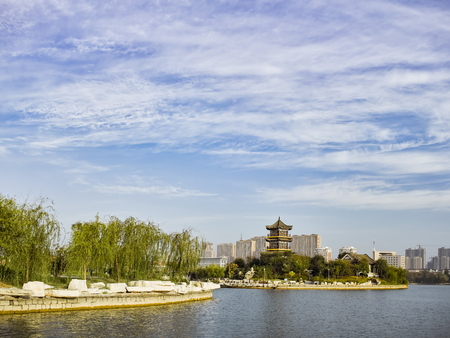 Dongchang Lake scenery at Liaocheng City, Shandong Province, China.のeditorial素材